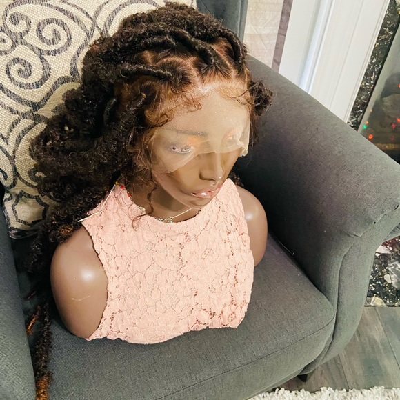 Distressed locs on human hair lace wig